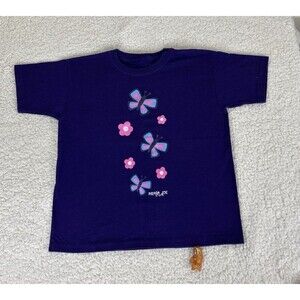 Pirana Joe girls’ t-shirt St. Kitts butterflies flowers orange fish tag size 12